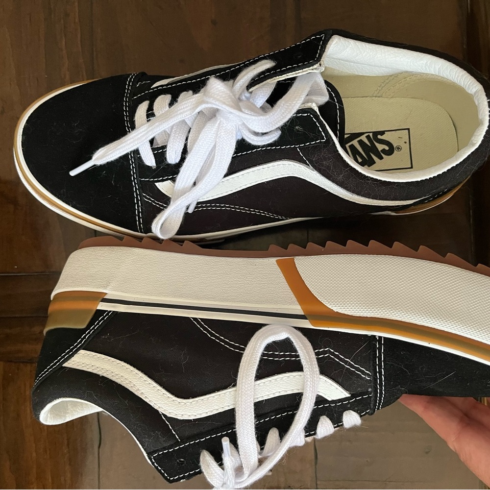 Vans Women’s Black and White Platform Sneakers